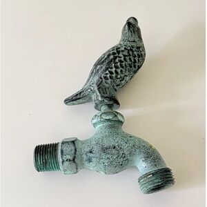 Quail Bird Handle Outdoor Water Spigot Bronze With Green Patina